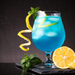 Phantom Lake garnished with lemon and mint