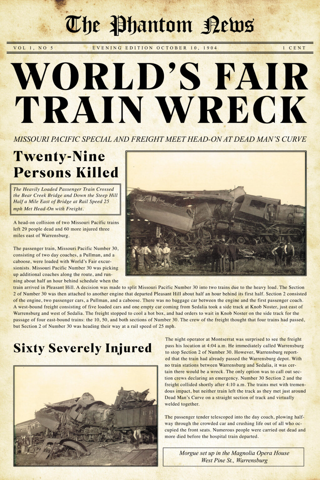 An old newspaper about the World's Fair Train Wreck