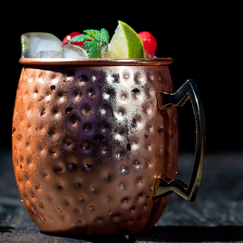 A Phantom Orchard Mule in a copper mug